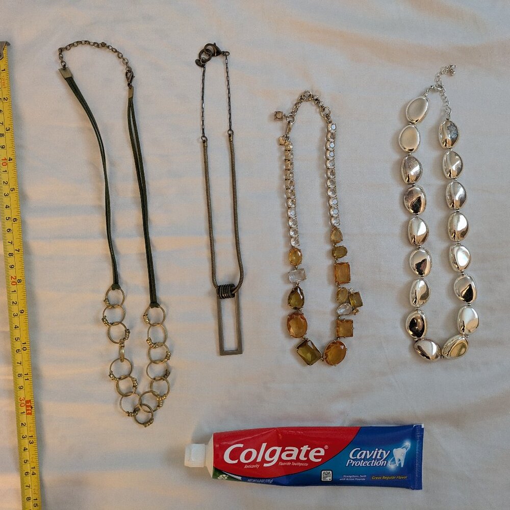 Lot of 4 necklaces; multiple sources.